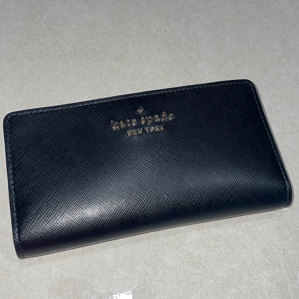 Kate Spade black leather wallet gently used